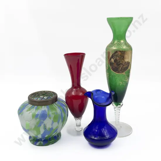 Four Assorted Art Glass Vases
