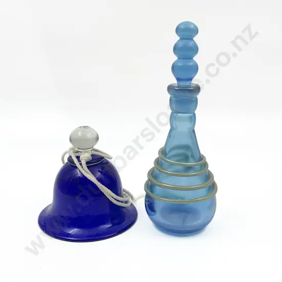 Two Pieces of Art Glass Including Decanter and Hoglund Bell
