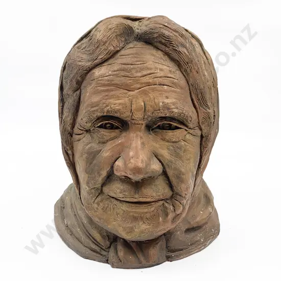 Painted Terracotta Bust of Dame Whina Cooper