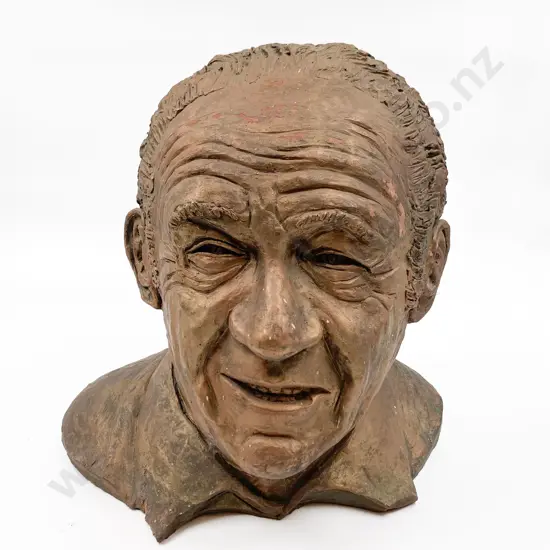 Painted Terracotta Bust of Sid James "Carry On Fame"