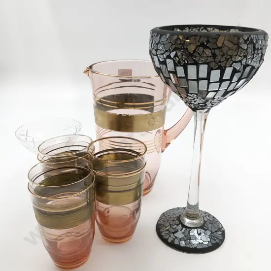 Qty of Assorted Crystal and Glass Ware Including Art Deco Lemonade Set