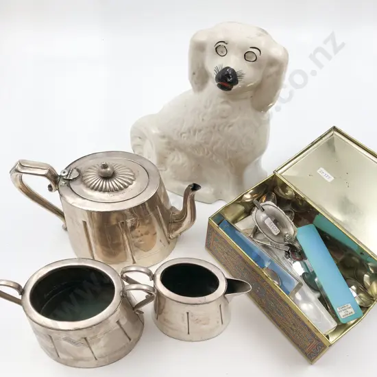 Staffordshire Dog Together With S/P and Assorted Cutlery