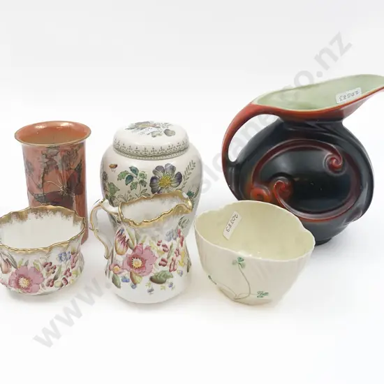 Small Qty of Fancy China Including Belleek Sugar Bowl and Masons Ginger Jar etc.