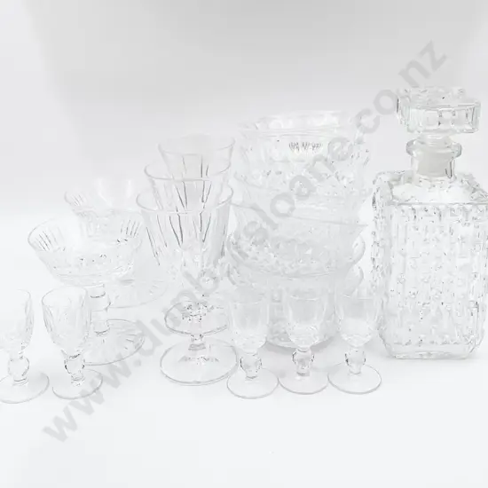 Small Qty of Assorted Crystal Together With Pressed Glass Decanter