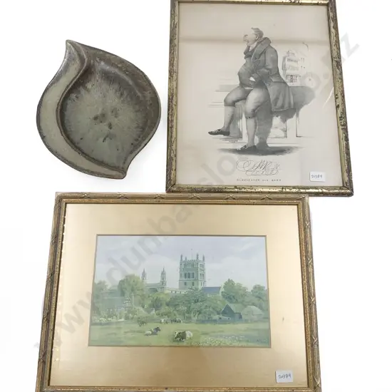 Jim Greig Bowl (af) Together With Two Framed Works