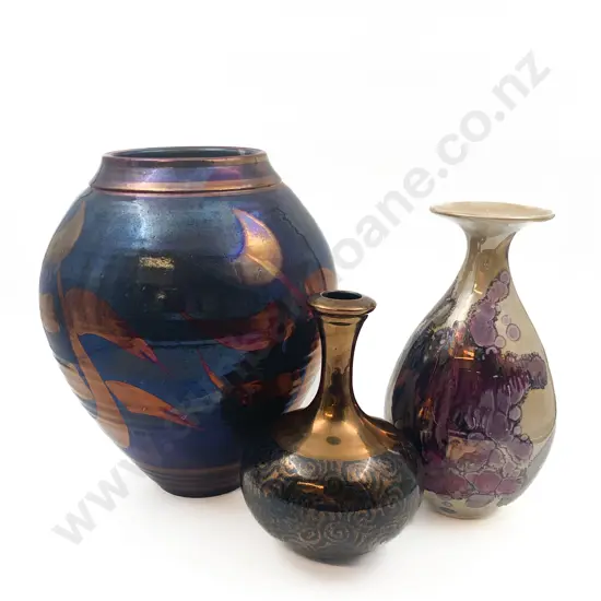 Three Lustre Pottery Vases Including John Green