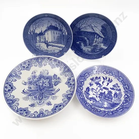 Two Royal Copenhagen Commemorative Plates Together With Two Other Pieces of Blue and White