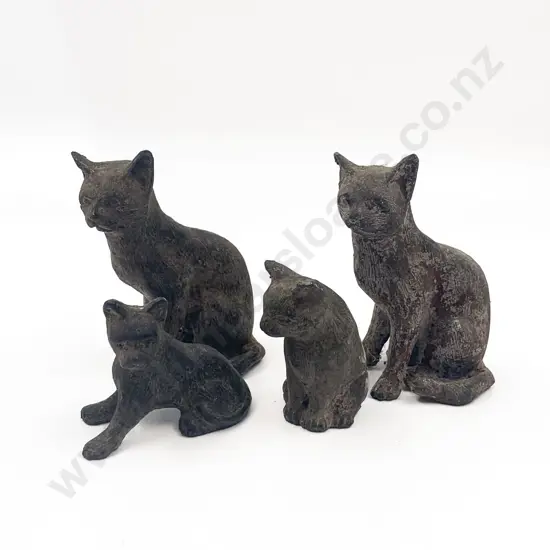 Four Cast Metal Cat Ornaments