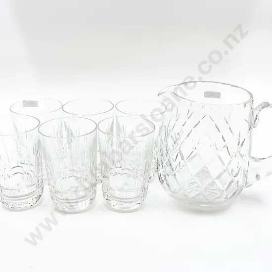 Glass Jug Together With Six Glasses