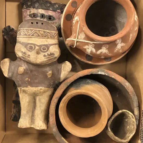 Assorted Tribal Artefacts Including Bowls and Pots and Figures etc.