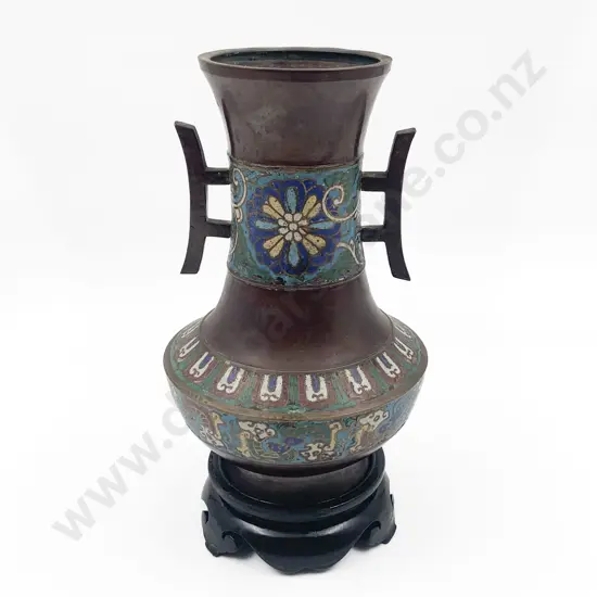 Late C19th Chinese Bronze & Champleve Vase
