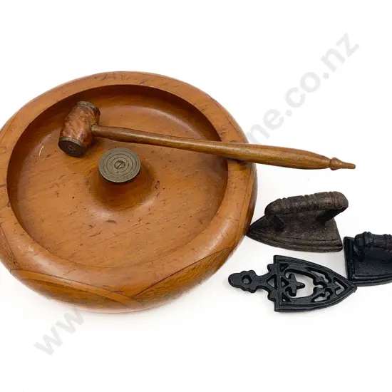 Nut Cracker Together with Two Miniature Irons