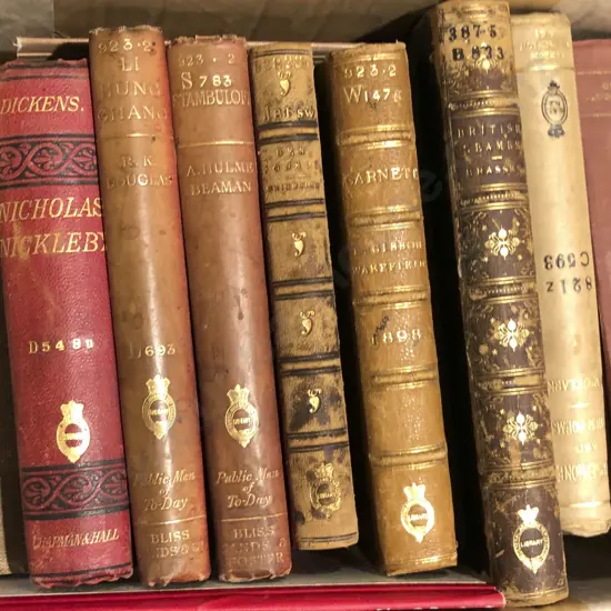 Box of Assorted Leather Bound Books