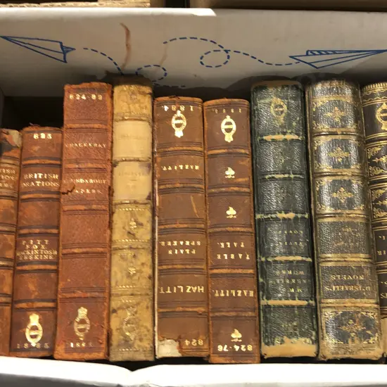 Box of Assorted Leather Bound Books