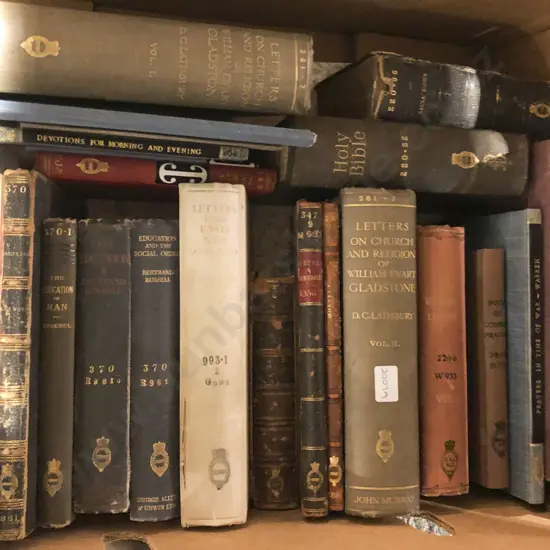 Box of Assorted Religious and Educational Reference Volumes