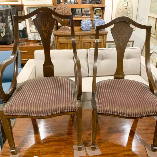 Two Edwardian Sheraton Revival Armchairs