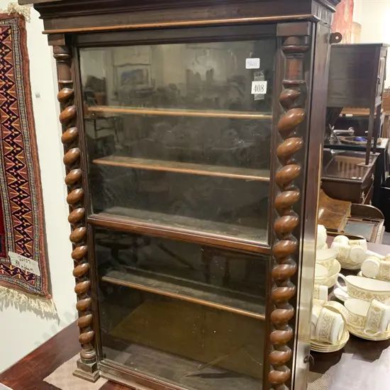 Victorian Wall Cabinet with Barley Twist Uprights (Veener fault)