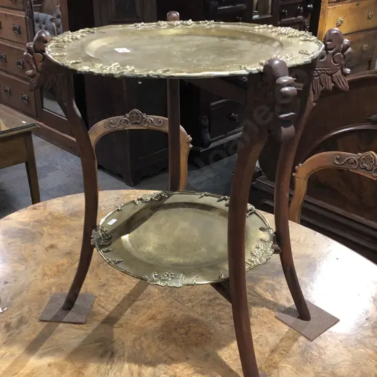 Two Tier Brass Tray Occasional Table