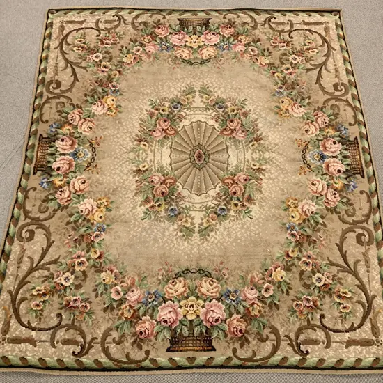 Vintage Aubusson Style Carpet Square
