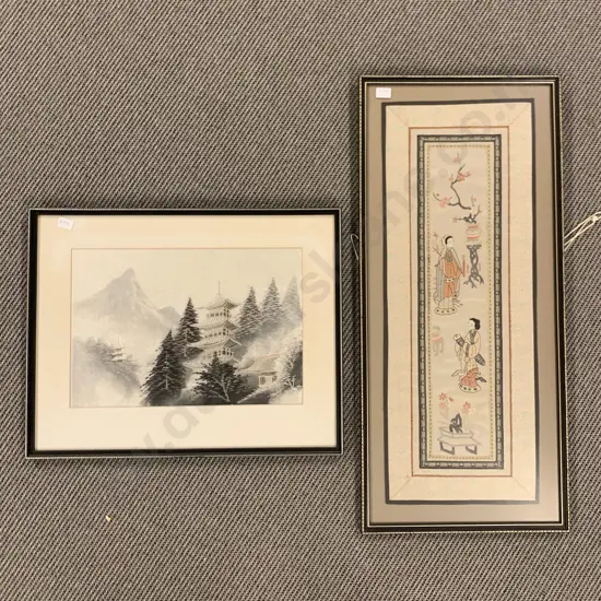 Two Framed Chinese Silk Art Works