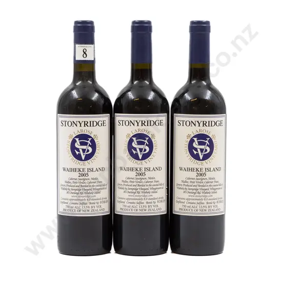 3 bottles NZ 2005 Stonyridge Vineyard Larose Waiheke Island