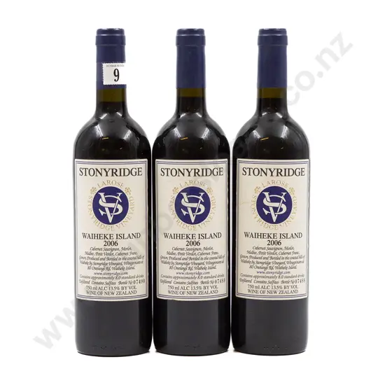 3 bottles NZ 2006 Stonyridge Vineyard Larose Waiheke Island