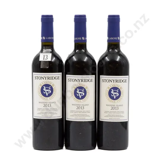 3 bottles 2013 Stonyridge Vineyard Larose Waiheke Island