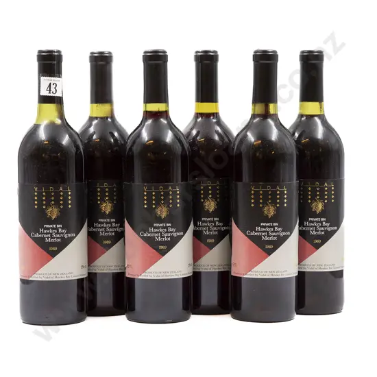 6 bottles 1989 Vidal Private Bin Hawkes Bay Cabernet Sauvignon Merlot