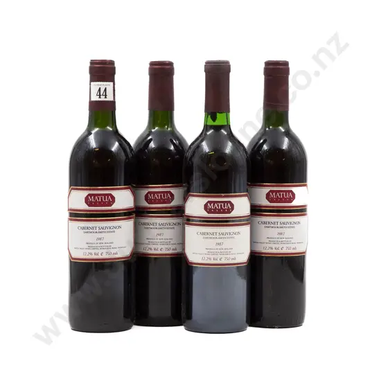 4 bottles 1987 Matua Valley Dartmoor-Smith Estate Cabernet Sauvignon