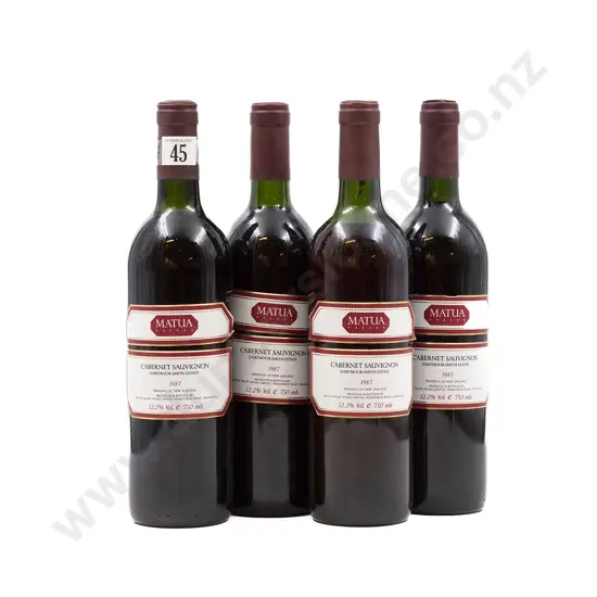 4 bottles 1987 Matua Valley Dartmoor-Smith Estate Cabernet Sauvignon