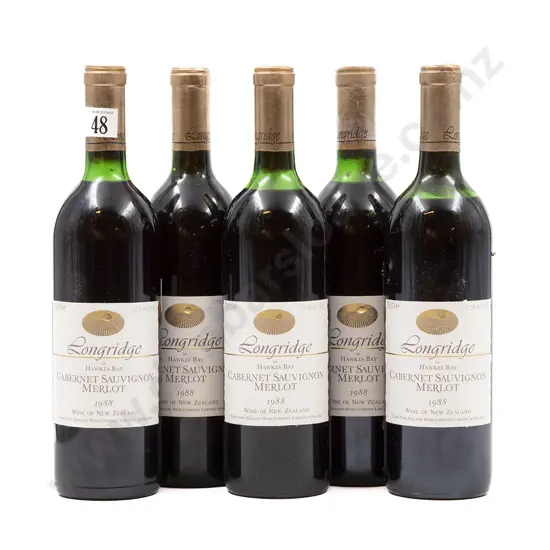 5 bottles 1988 Longridge Cabernet Sauvignon Merlot