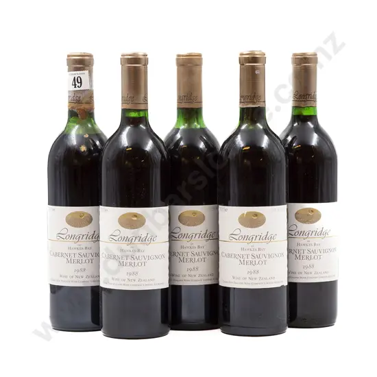 5 bottles 1988 Longridge Cabernet Sauvignon Merlot
