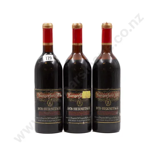 3 bottles 1978 Hungerford Hill Hermitage Shiraz