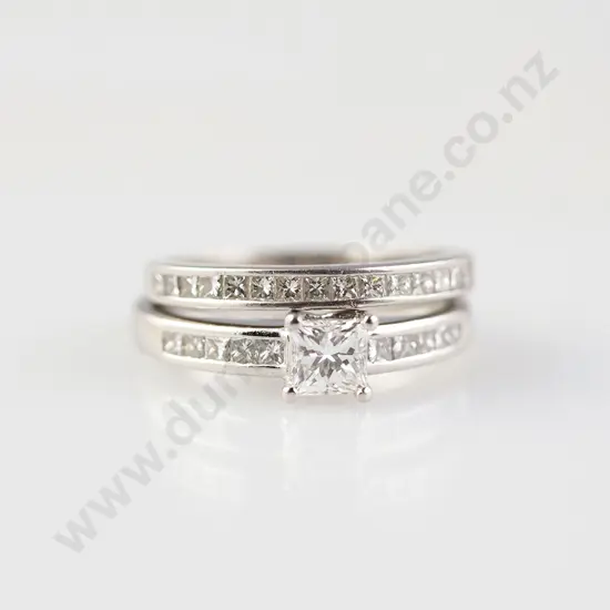 All Platinum Solitaire Diamond Ring and Band