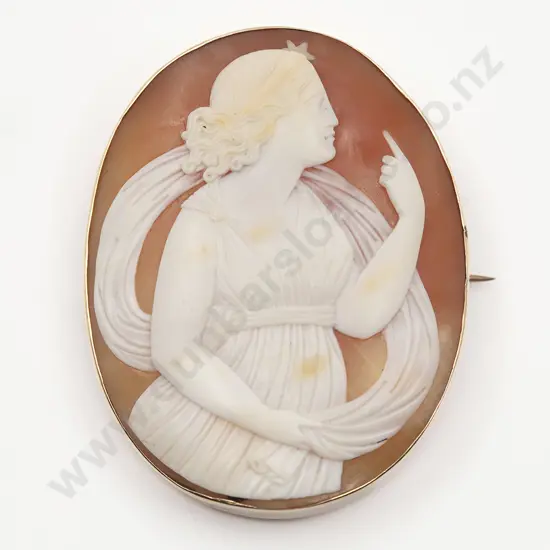 Plain 9ct Framed Classical Cameo Brooch
