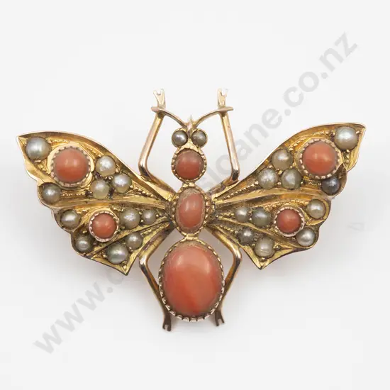 Late Victorian 9ct Butterfly Bug Brooch