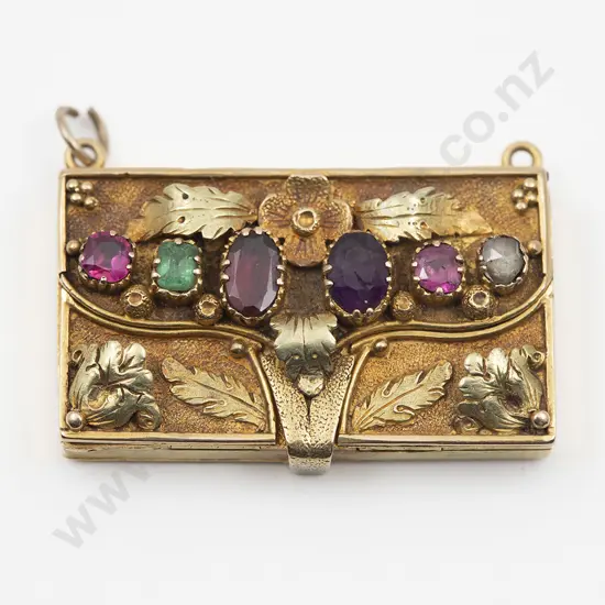 Victorian 18ct Six Gem 'Regard' Vinaigrette Pendant