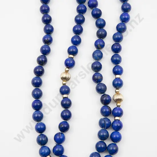 Single Strand Uniform Lapis Lazuli Bead Necklace
