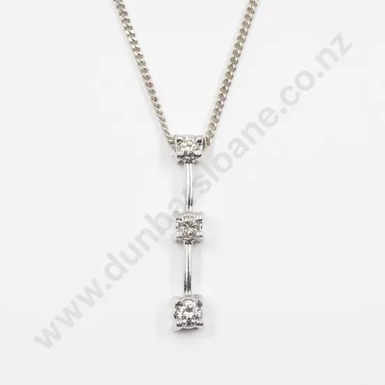14ct White Gold Three Stone Diamond Pendant
