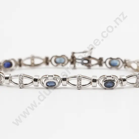 14ct White Gold Sapphire & Diamond Fancy Bracelet