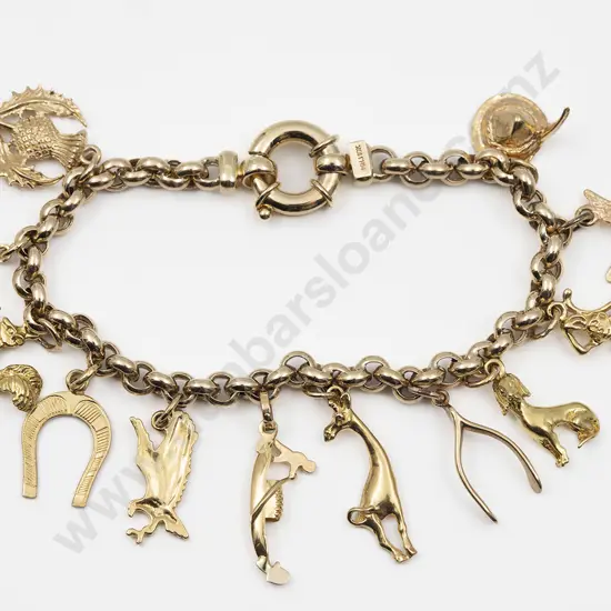 9ct Trace Link Charm Bracelet