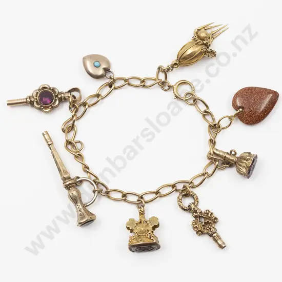 9ct Open Curb Link Charm Bracelet