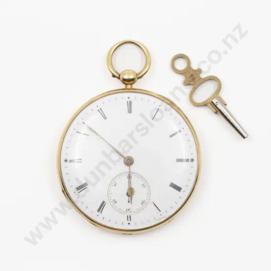 18ct Open Key Wind Pocket Watch