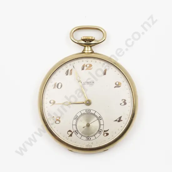 Art Deco Period E Gubelin Lucerne 14ct Open Face Lever Wind Pocket Watch