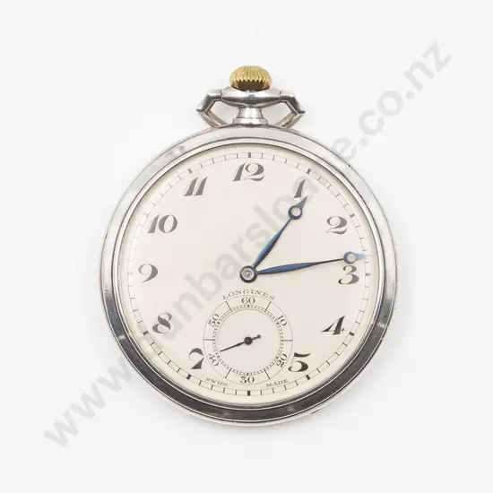 Longines .925 Silver Open Face Lever Wind Pocket Watch