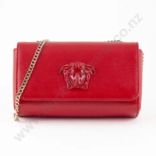 Versace Medusa Head Red Leather Evening Clutch
