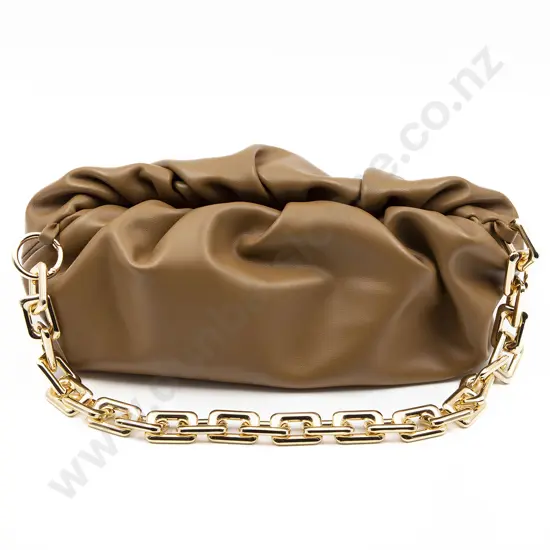 Bottega Veneta Camel Brown Leather Chain Pouch