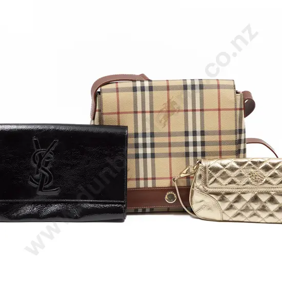 Vintage Yves Saint Laurent Clutch together with Imitation Burberry Satchel & Shoulder Bag