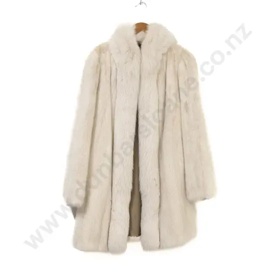 White Fox & Mink 3/4 Length Fur Coat