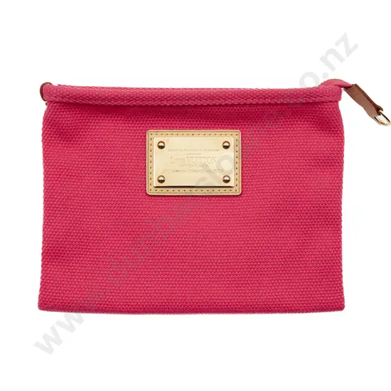 Louis Vuitton Pink Antigua Canvas Pochette Plate Cosmetic Bag